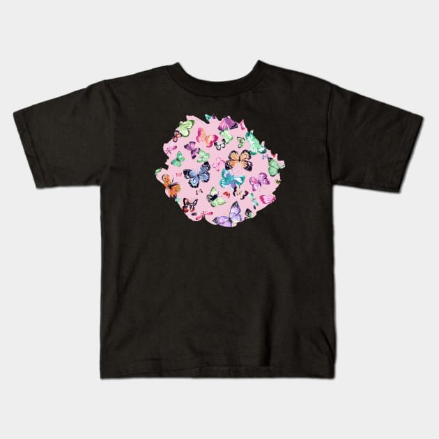 Flying Butterflies Pink pastels Kids T-Shirt by ninoladesign